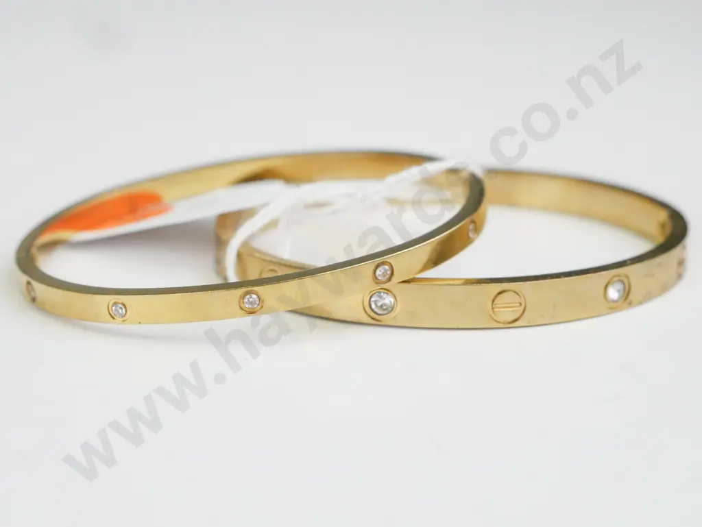 2x Gold Coloured bracelet with silver gems Image 1++