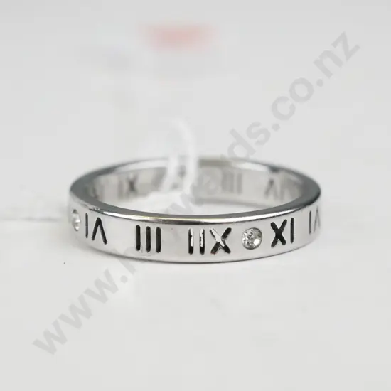 Silver ring with roman numerals