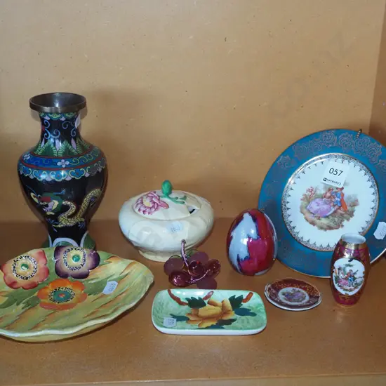 cloisonne vases, Limoges miniatures etc H160