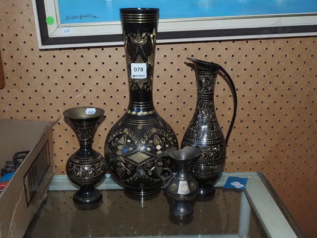 etched brass vases Tallest H310 Image 1++