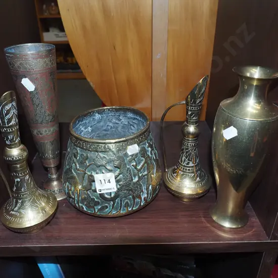 brass vases, bowl  Tallest H220