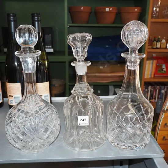 3x stopppered decanters