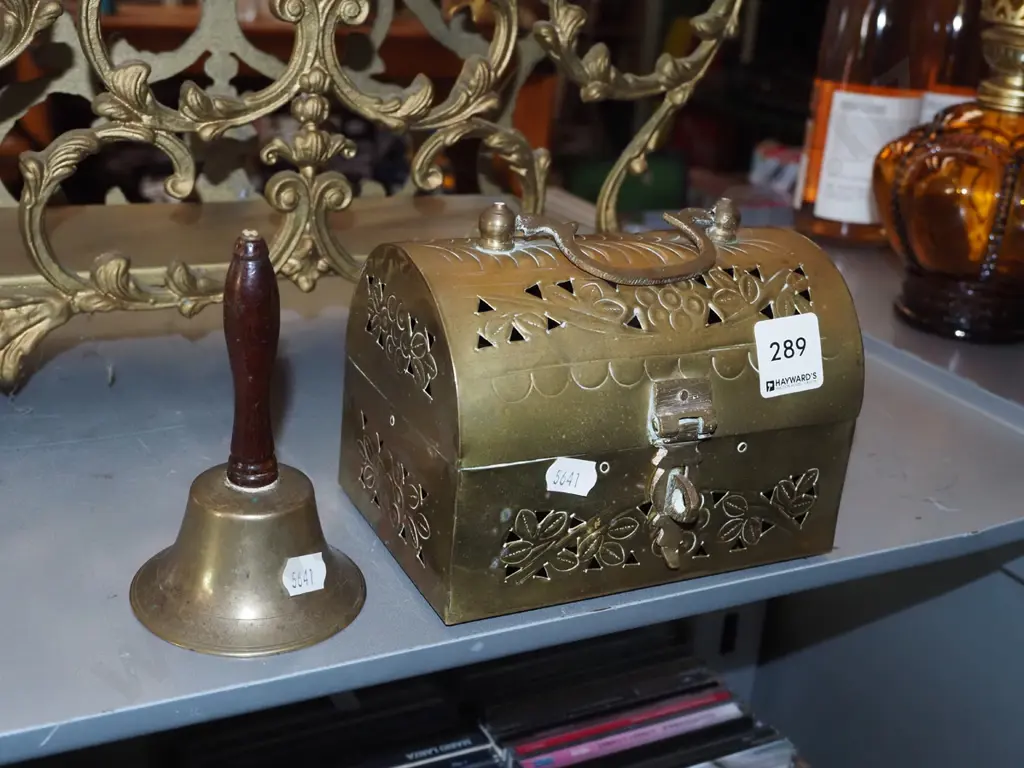 brass bell, lidded box Image 1++