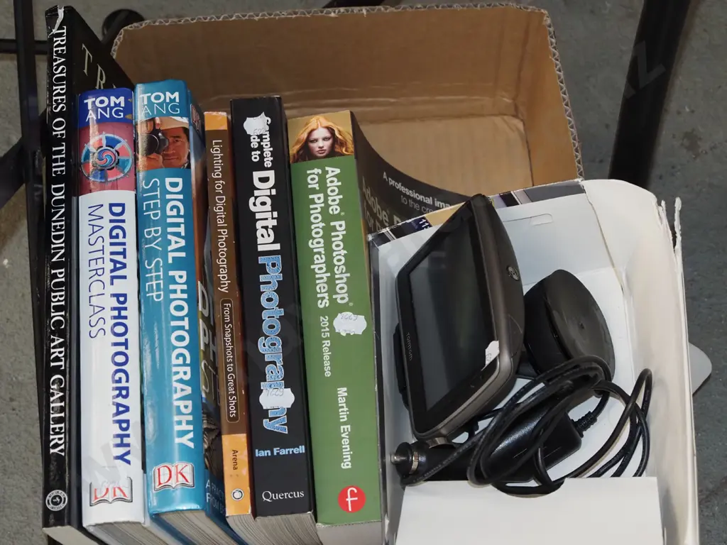 box; photography books, tom tom car navigation system Image 1++