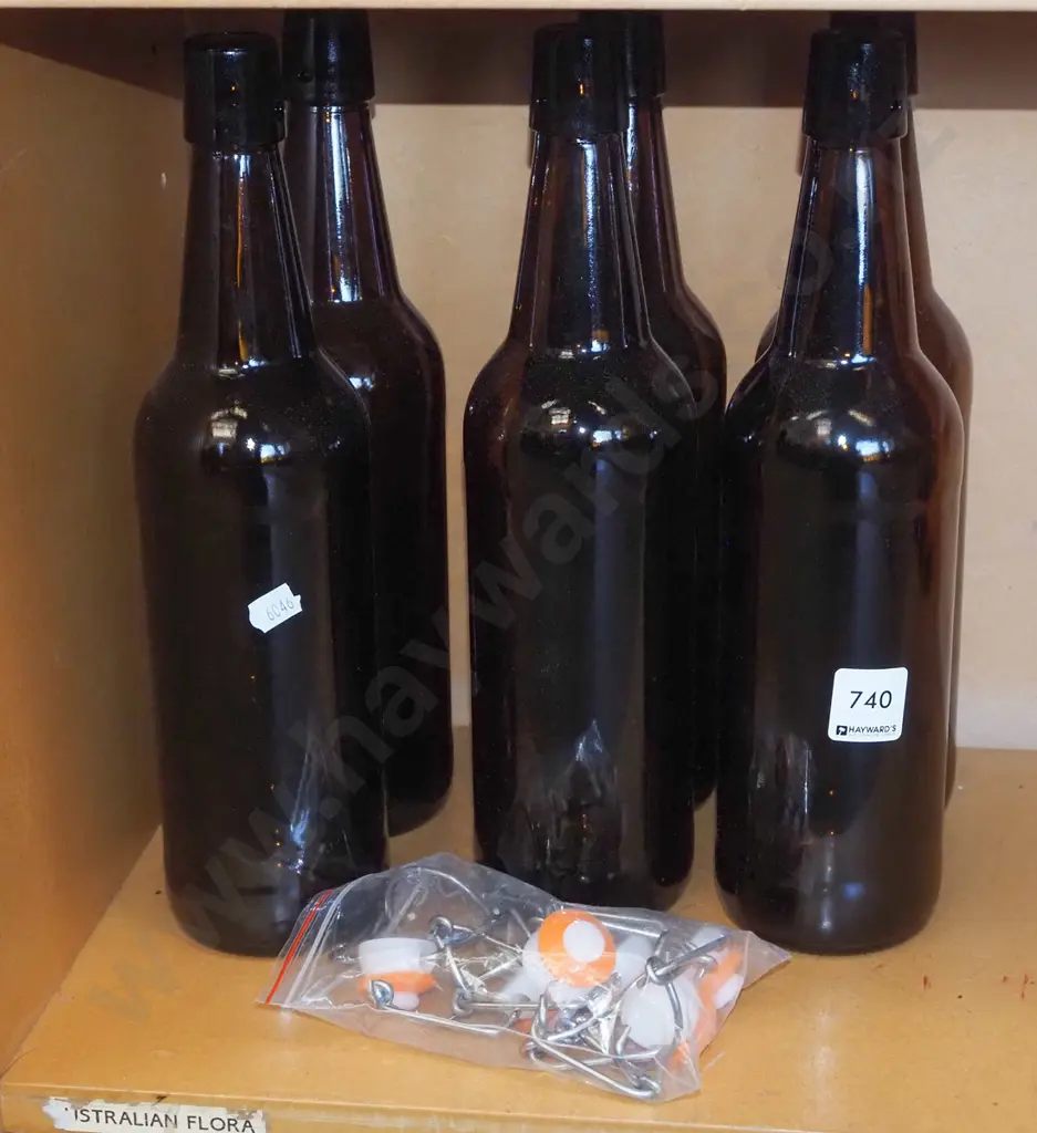 6x brown self sealing beer bottles Image 1++