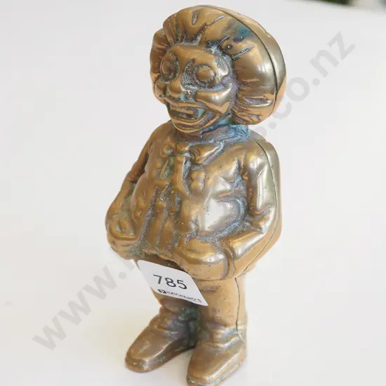 heavy cast brass clown money box H150