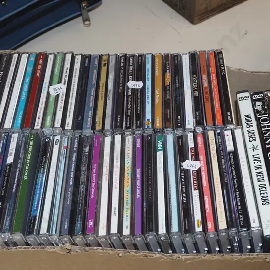 box; CDs, 5x music DVDS