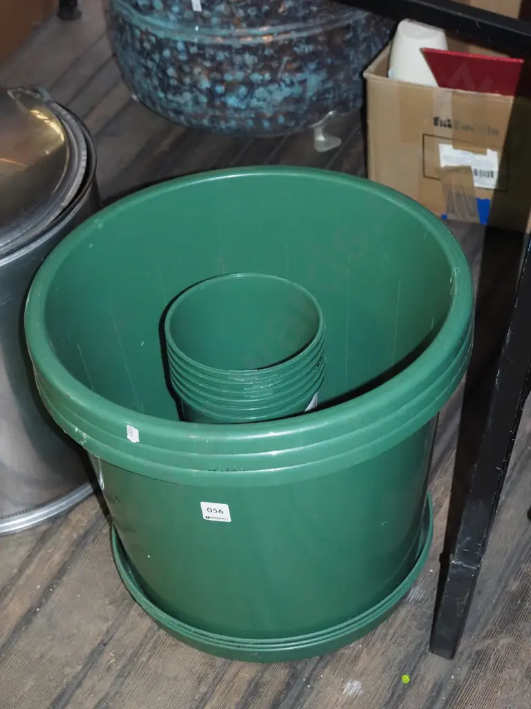 assorted green plastic garden planters Largest H360 Image 1++