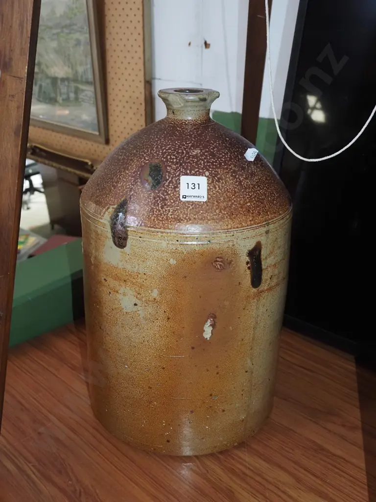 salt glazed bottle crock - chip to rim Image 1++