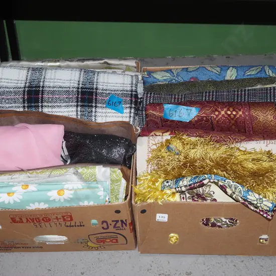 2x boxes of fabric pieces - black dots
