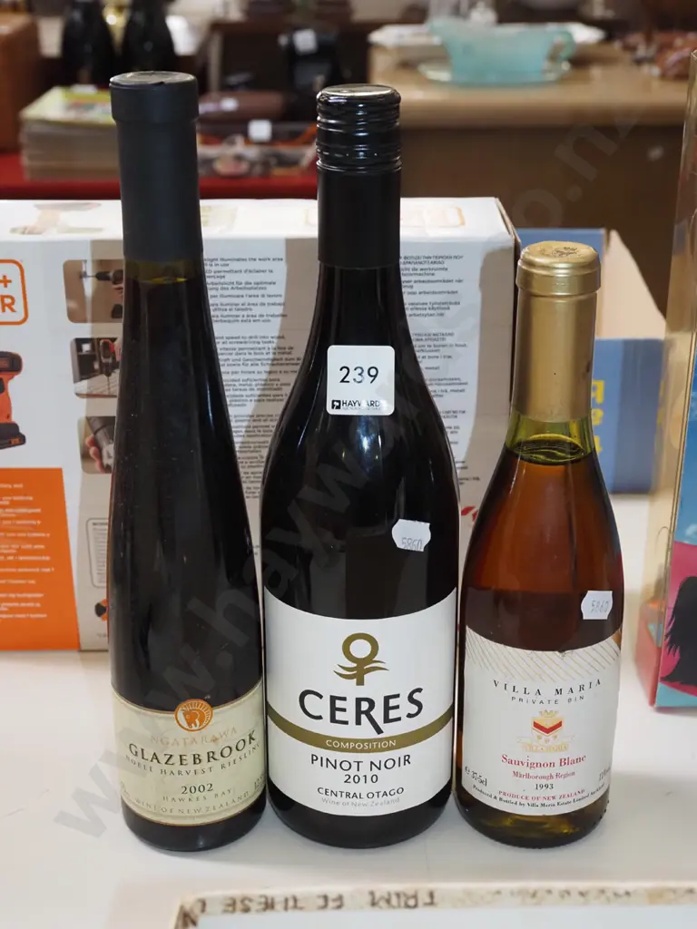 3x bottles of wine; Villa Maria sauvignon blanc 1993, Ceres pinot noir 2010,Glazebrook riesling 2002 Image 1++
