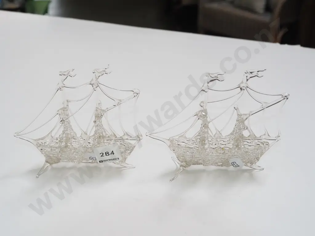2x blown glass ships Image 1++