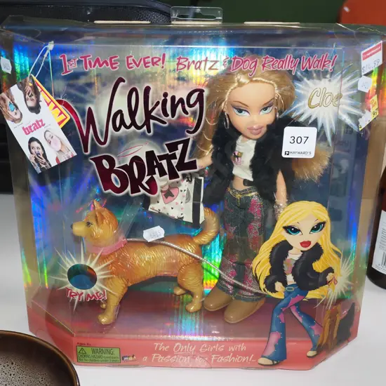 boxed Walking Bratz and dog doll - damage to box