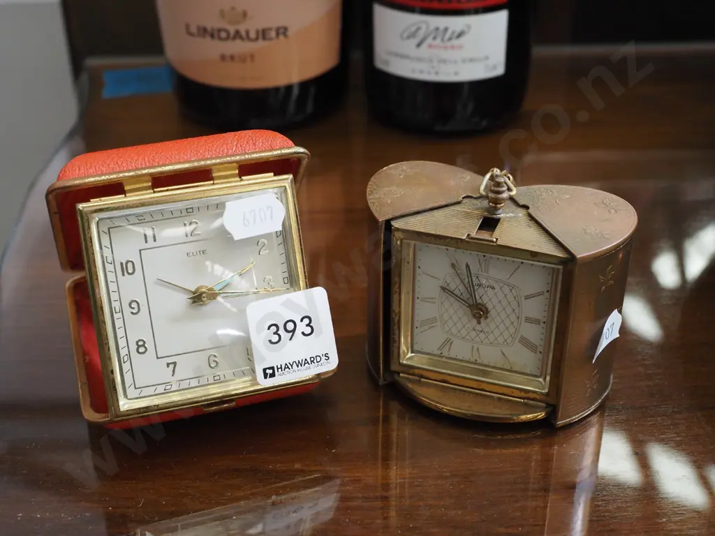 2x mid century alarm clocks, ticking but second hands not moving, AF Image 1++