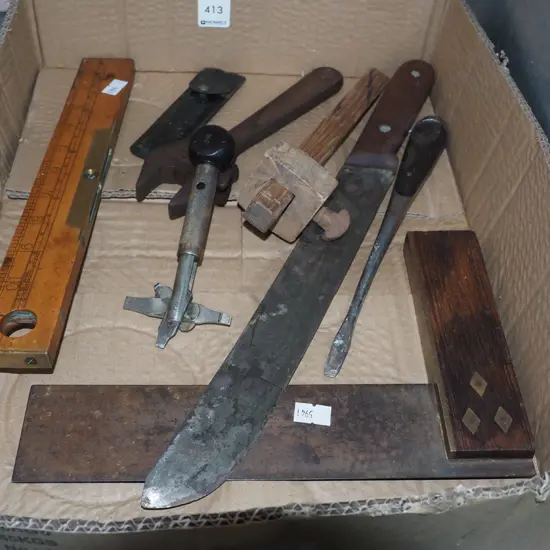 box; machete, level etc