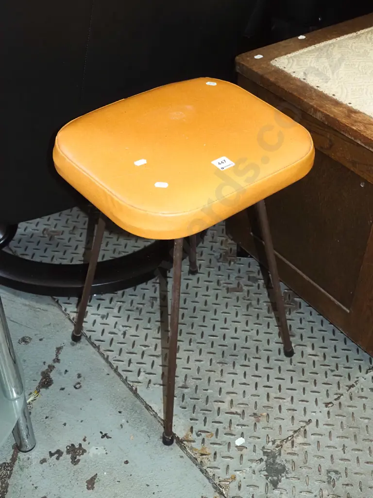 orange vinyl upholstered stool Image 1++
