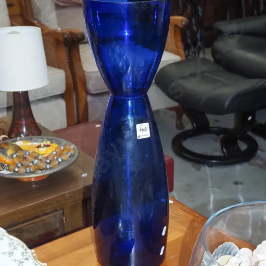 tall blue glass vase H500
