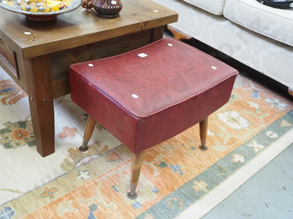 burgundy vinyl footstool Image 1++