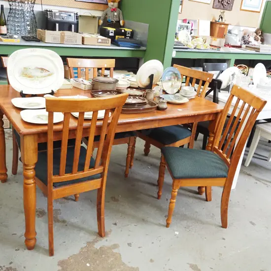 turned leg pine dining dining with 5 slat back chairs H770 W1510 D900