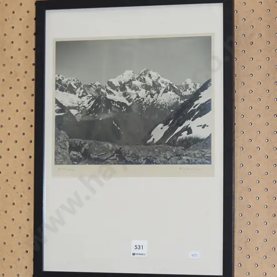 framed black and white photograph - Mount Tutoko