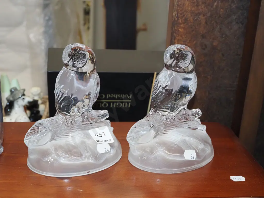 2x glass owls H150 Image 1++