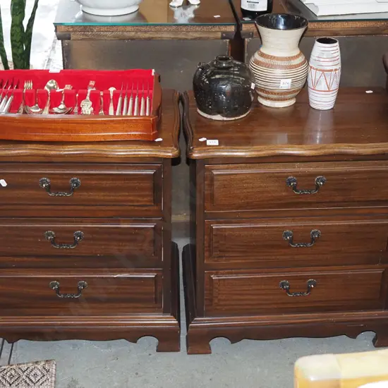 pair of 3 door bedside cabinets