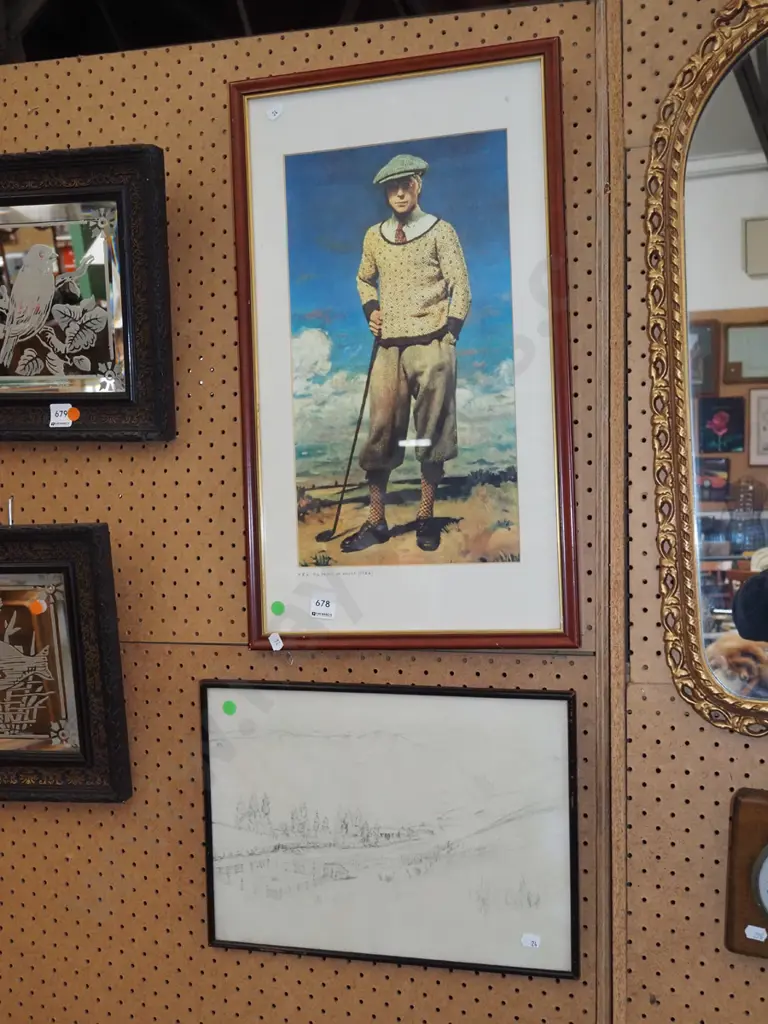  framed print -Prince of Wales, framed pencil - valley scene Image 1++
