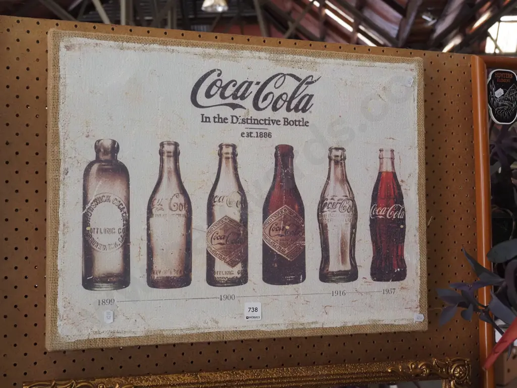 print on hessian - Coca Cola bottles through the ages Image 1++