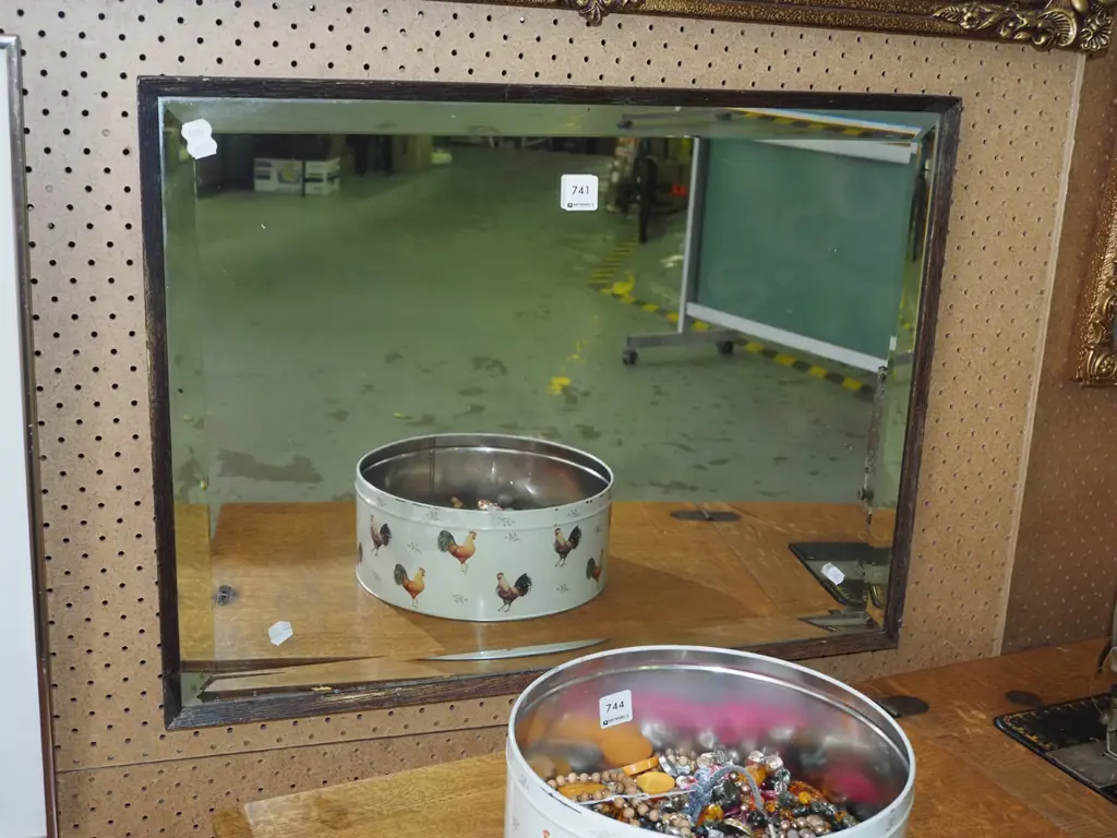 wood framed bevelled mirror L630 Image 1++