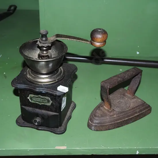 sad iron, pepper grinder