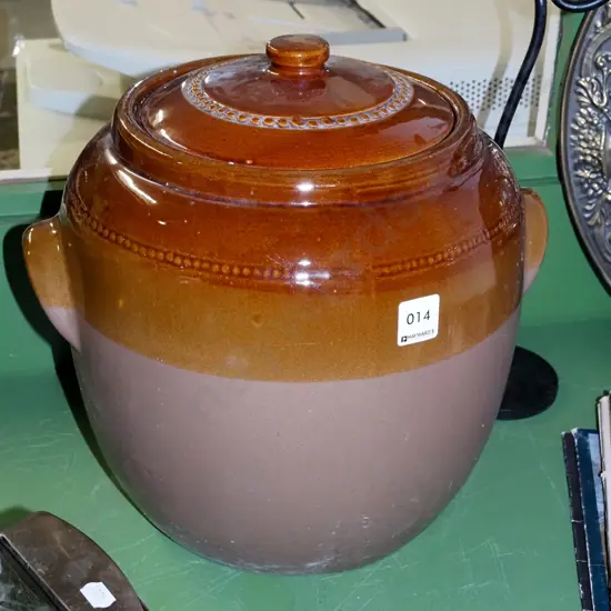 large Taiwanese lidded storage crock H310
