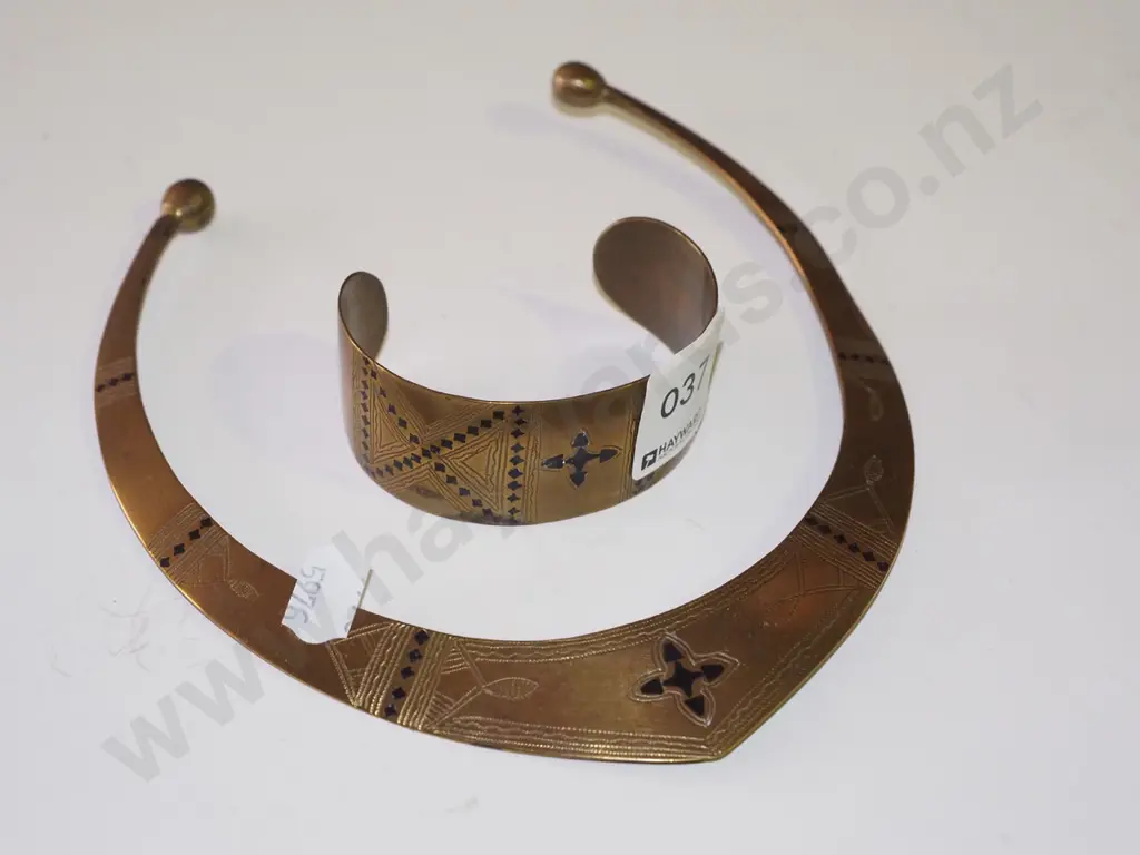 etched brass necklace and bracelet Image 1++