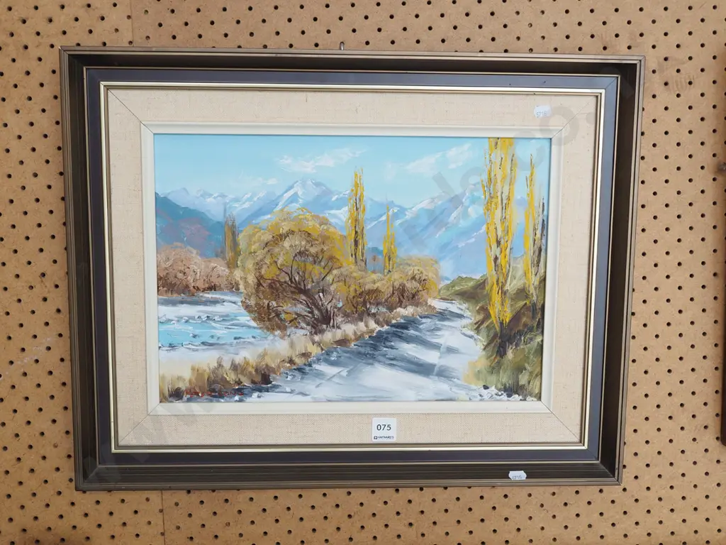 Peter Long - framed oil on board - river scene Image 1++
