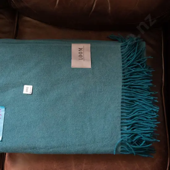 Loom teal woollen travel rug