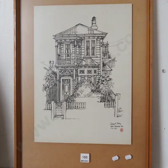 framed ink drawing - 164 Tasman St