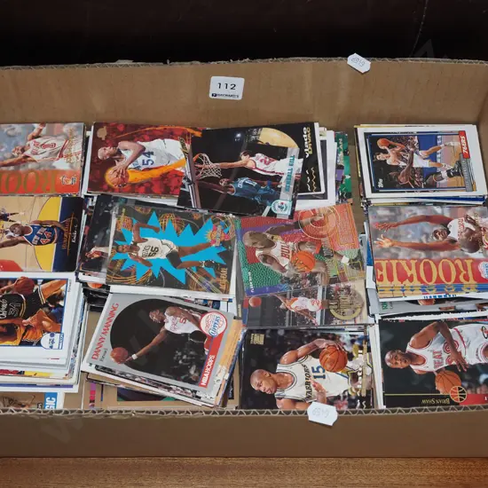 box of basketball collector cards