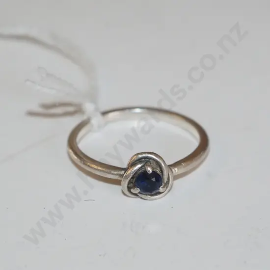 silver and blue stone ring