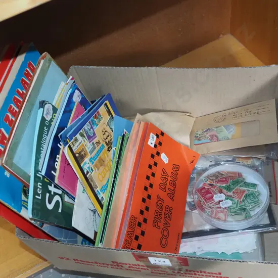 box; stamps, first day covers 
