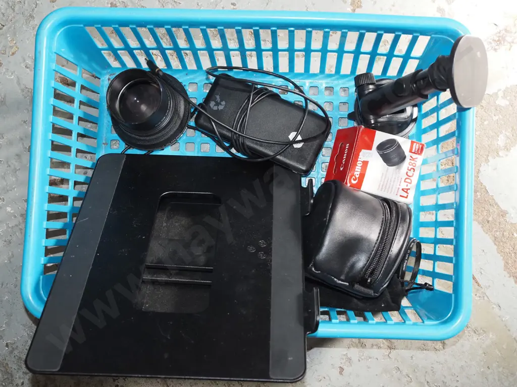 plastic basket; camera lens, external hard-drive, tablet stand etc Image 1++