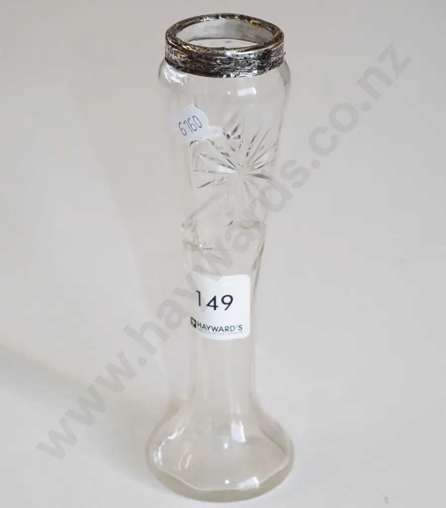 cut glass silver rimmed vase H160 Image 1++