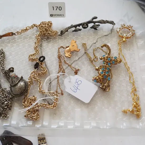 tray of costume necklaces