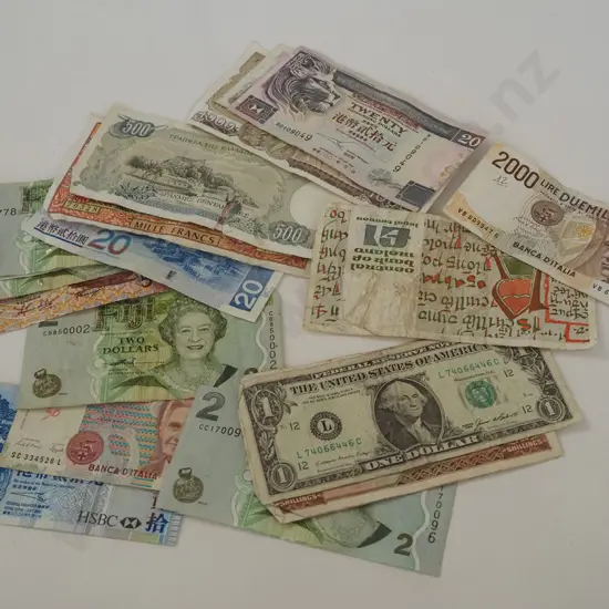 assorted international banknotes