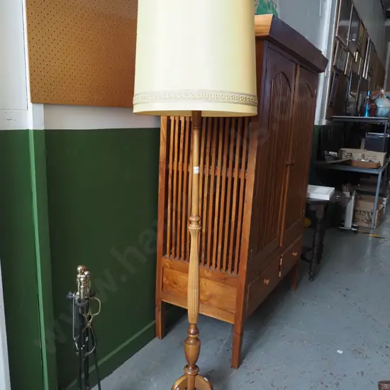 mahogany mid century standard  lamp