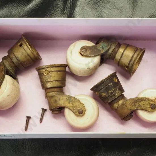 4x brass and enamel casters