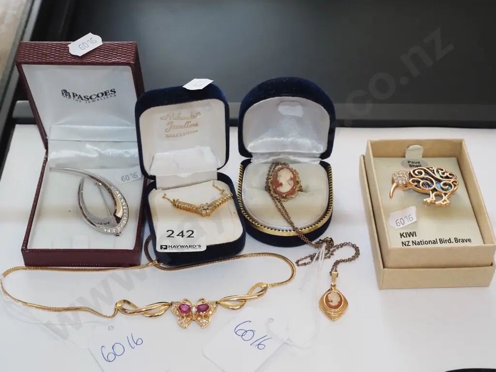 kiwi brooch, cameo ring, dimante bracelet etc Image 1++