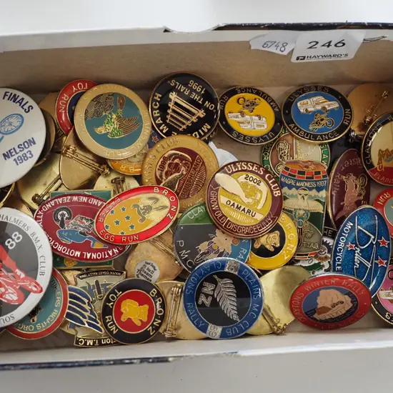 box of badges