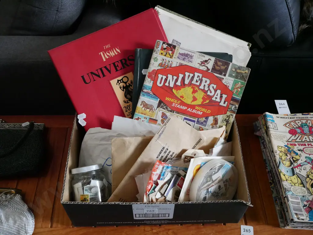 box; stamp albums, loose stamps, envelope stock etc Image 1++