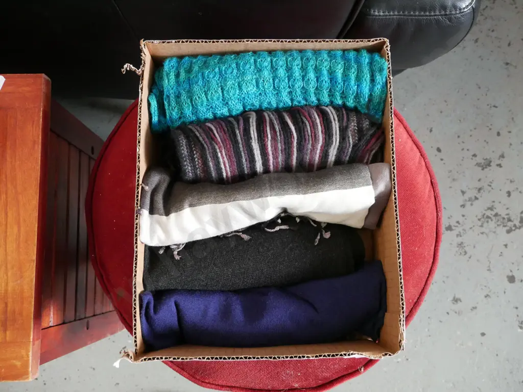 box of merino and other scarves Image 1++