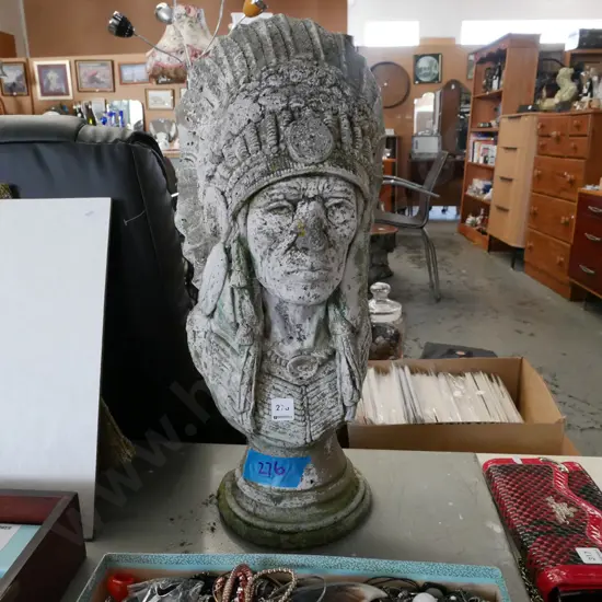 cast concrete first nations garden figurine H600