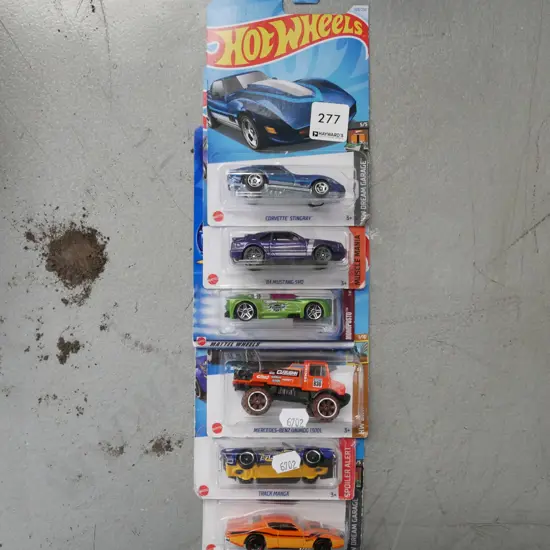 6x carded as new Hotwheels vehicles